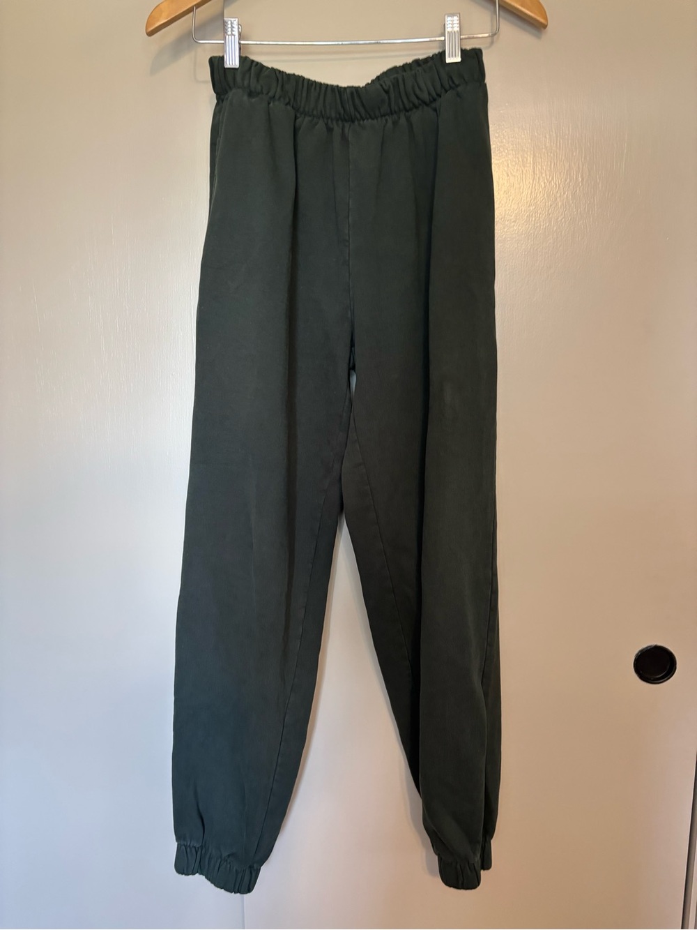 Brandy Melville Dark Green Elastic-Waist Joggers, one size fits most